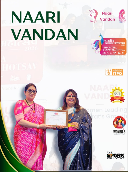 Anindita Chaudhuri receiving Nari Vandan Award 2026 from Mrs Smriti Irani ji at Bharat Mandapam
